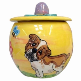 Bulldog 3 Dog Treat Jar pet apparel,dog hoodie,fashionable pet wear