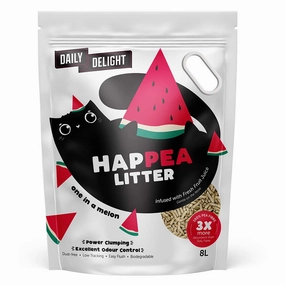 BUNDLE DEAL: Daily Delight Happea One In A Melon (Watermelon) Clumping Cat Litter 8L clumping cat litter,natural cat litter,dust free cat litter