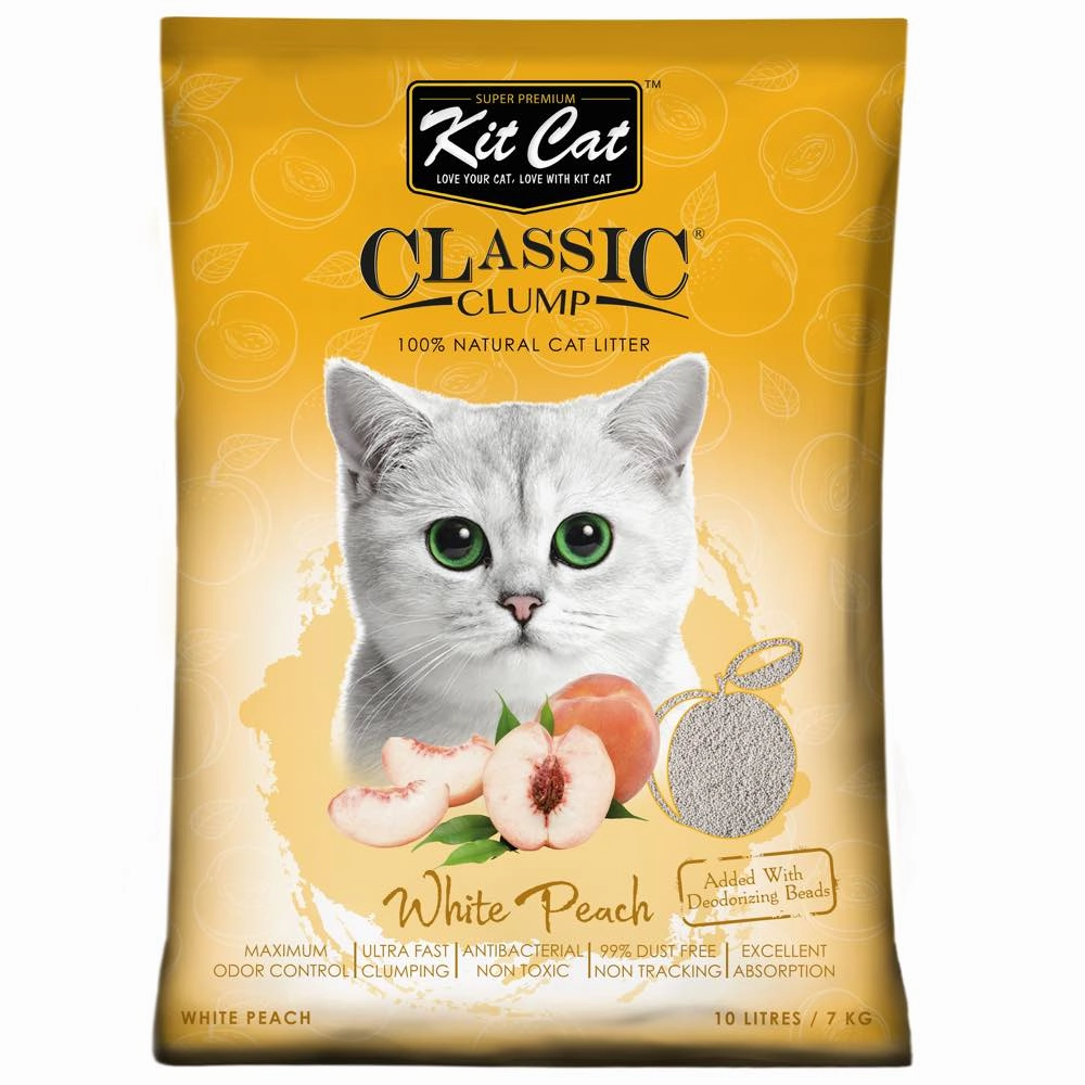 BUNDLE DEAL: Kit Cat Classic Clump White Peach Clay Cat Litter 10L clumping cat litter,natural cat litter,dust free cat litter