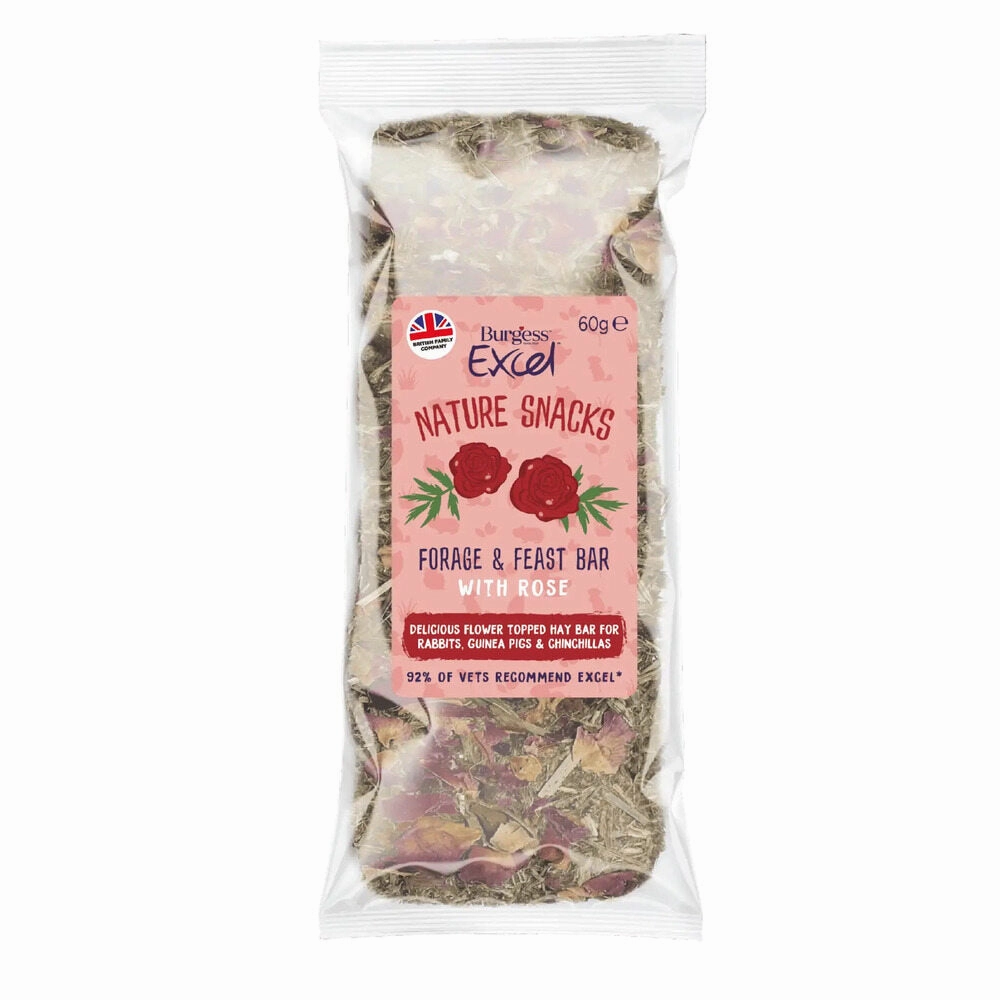 Burgess Excel Nature Snacks Forage & Feast Bar With Rose Hay Treat For Small Animals 60g parrot cage,small bird perch,exotic pet bird