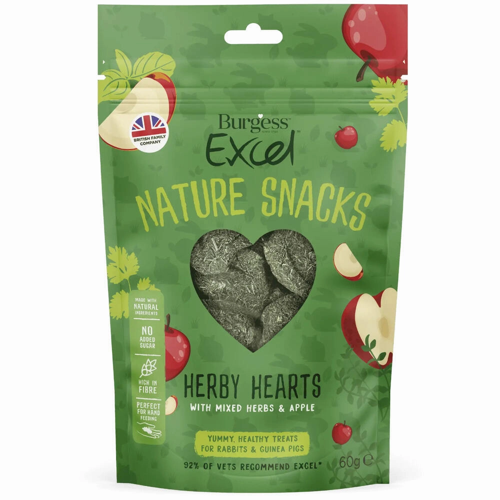Burgess Excel Nature Snacks Herby Hearts Treats For Rabbits & Guinea Pigs 60g parrot cage,small bird perch,exotic pet bird