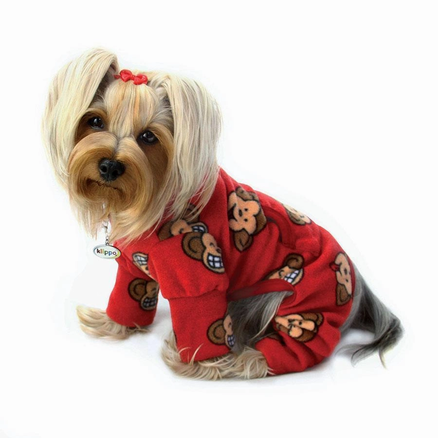 Burgundy Silly Monkey Fleece Turtleneck Dog Pajamas dog underwear,dog diaper,pet undergarments
