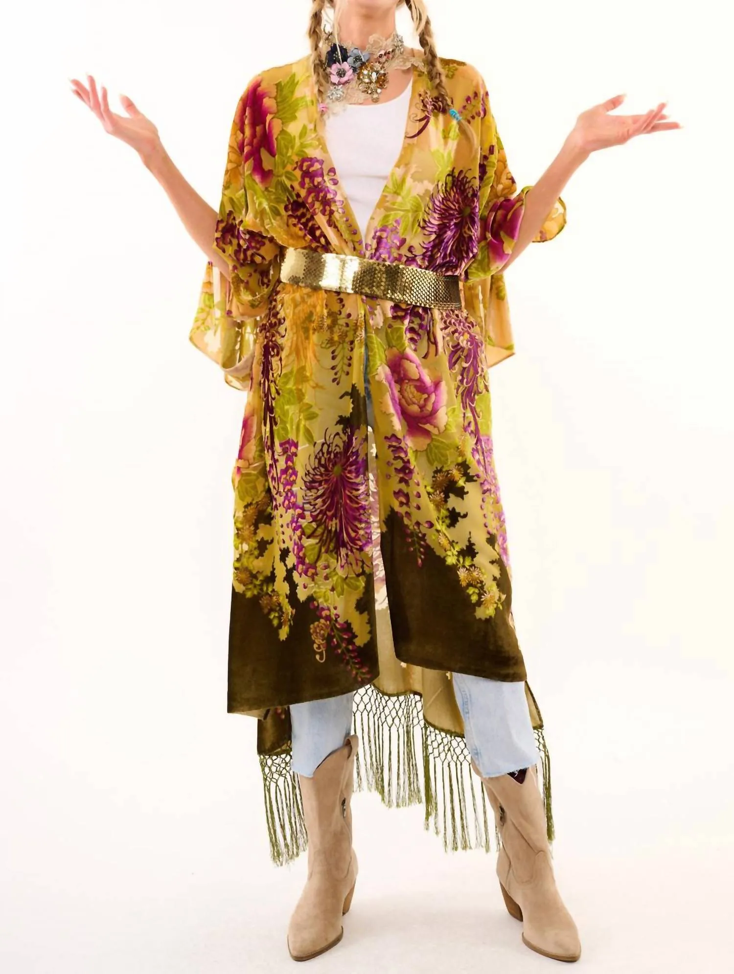 Camila Forest Kimono In Yellow
