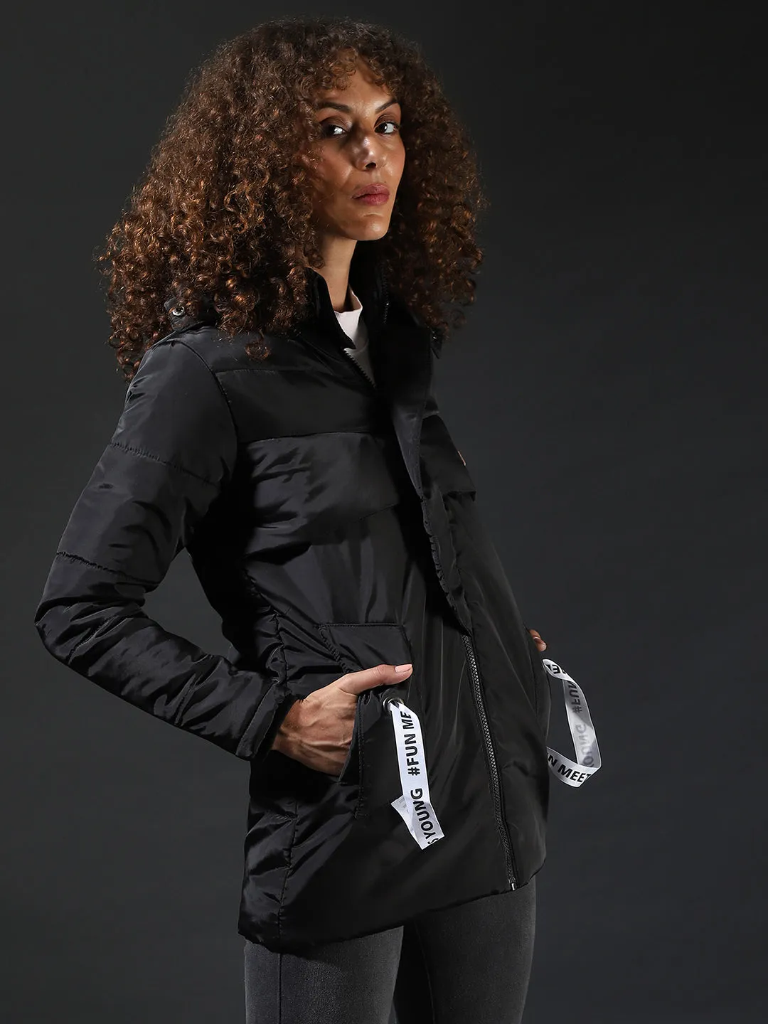 Campus Sutra Women Stylish Solid Casual Bomber Jacket