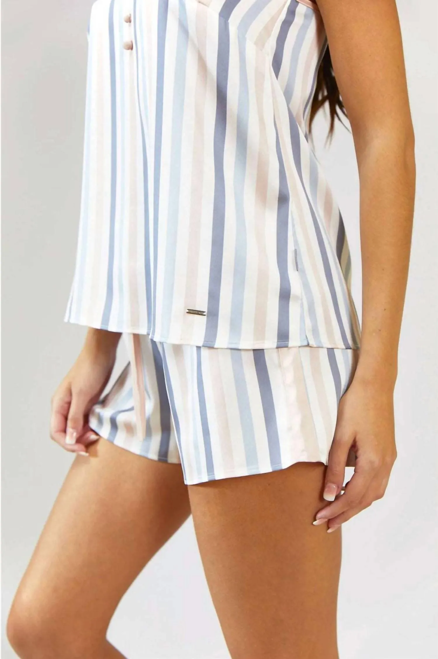 Candy Striped Pajamas Set In Blue