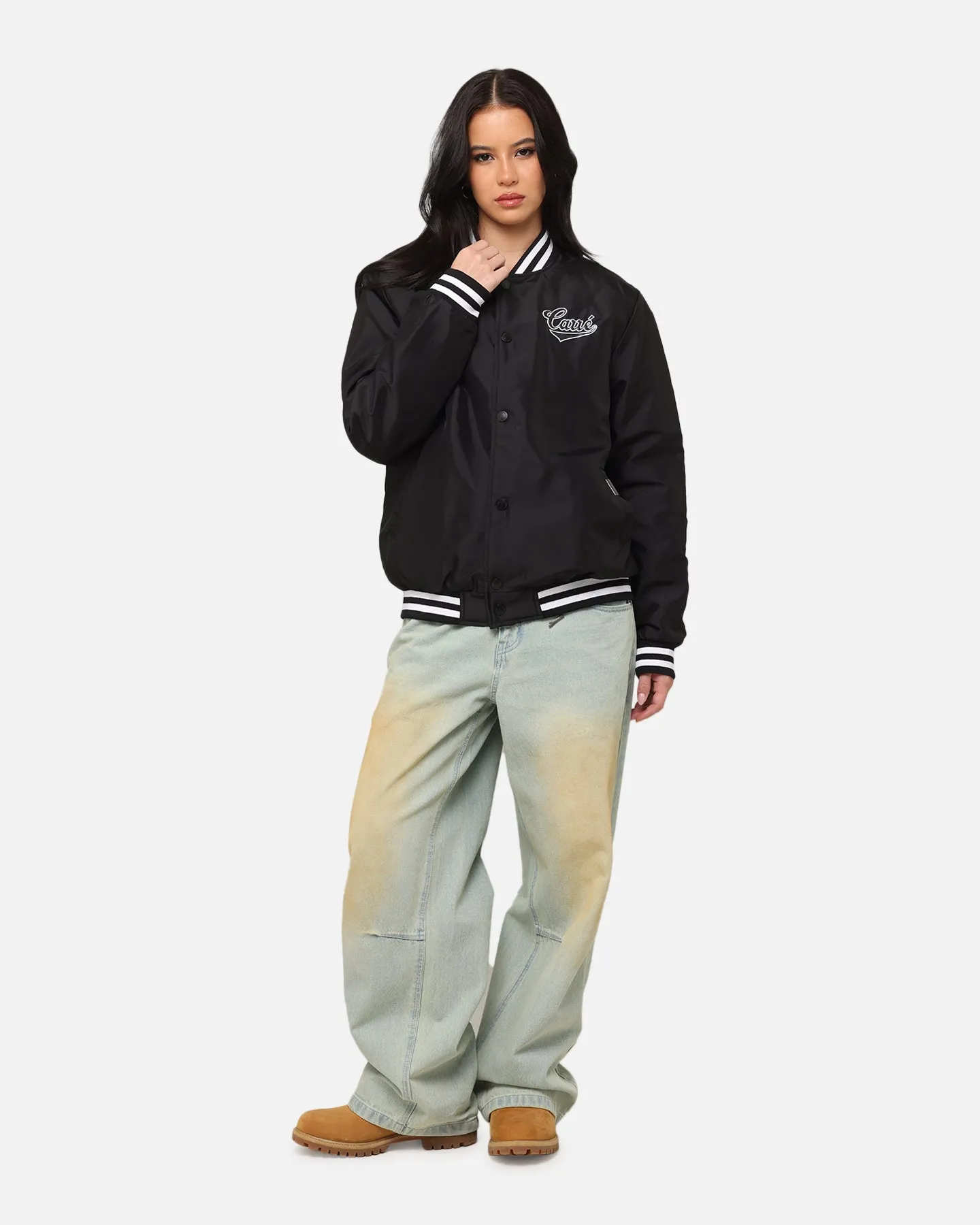 Carre Team Puffer Varsity Jacket Black/White