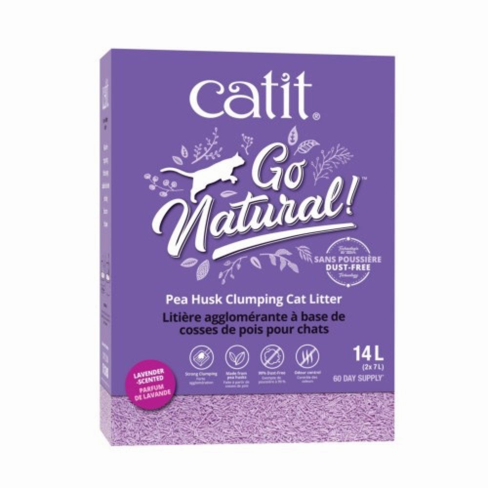 Catit Go Natural Clumping Pea Husk Cat Litter (Lavender Scented) 14L clumping cat litter,natural cat litter,dust free cat litter