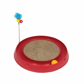 Catit Play 3-in-1 Circuit Ball & Scratch Pad Cat Toy (Red) cat scratching post,cat scratch pad,cat furniture scratcher