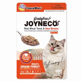 CattyMan Joyneco Red Meat Tuna & Sea Bream Grain-Free Pouch Cat Food 60g x 12 cat snacks catnip treats healthy cat food cat reward treats low calorie cat food