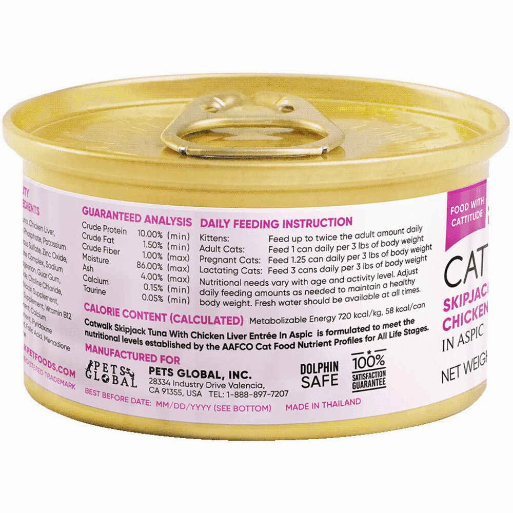 Catwalk Skipjack Tuna With Chicken Liver Entree In Aspic Canned Cat Food 80g