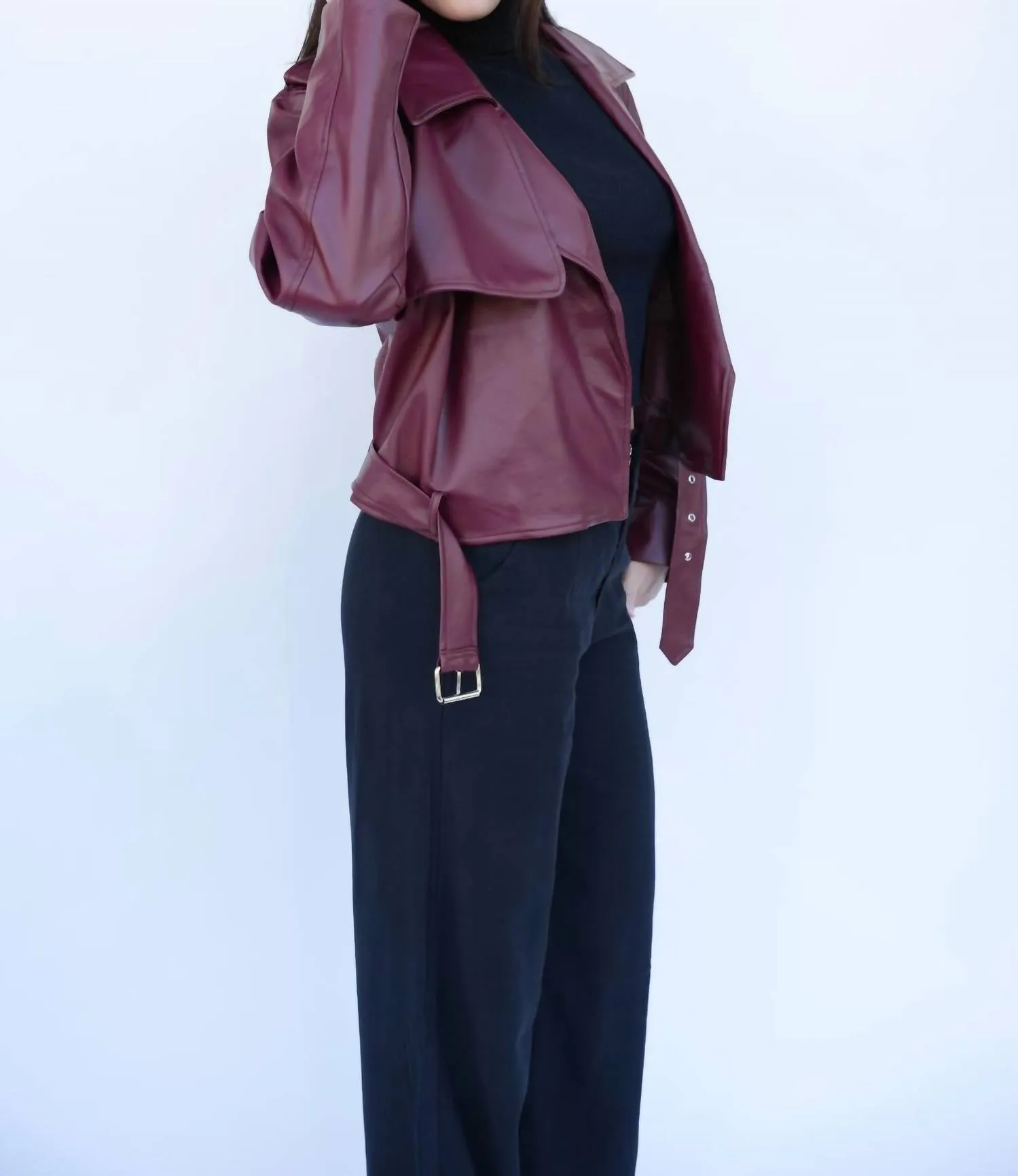 Cayli Leather Jacket In Burgundy