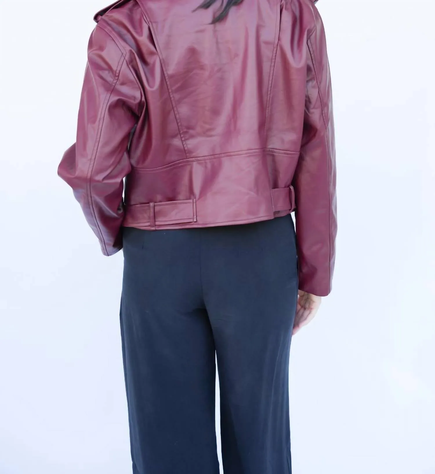 Cayli Leather Jacket In Burgundy
