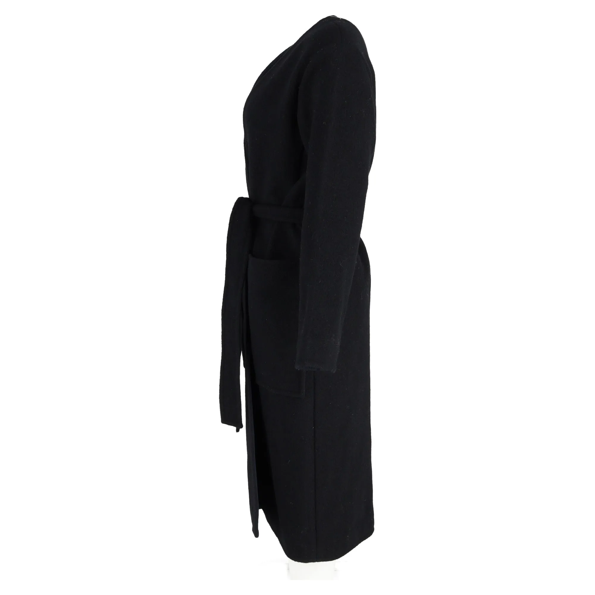 Celine Belted Coat in Black Cashmere