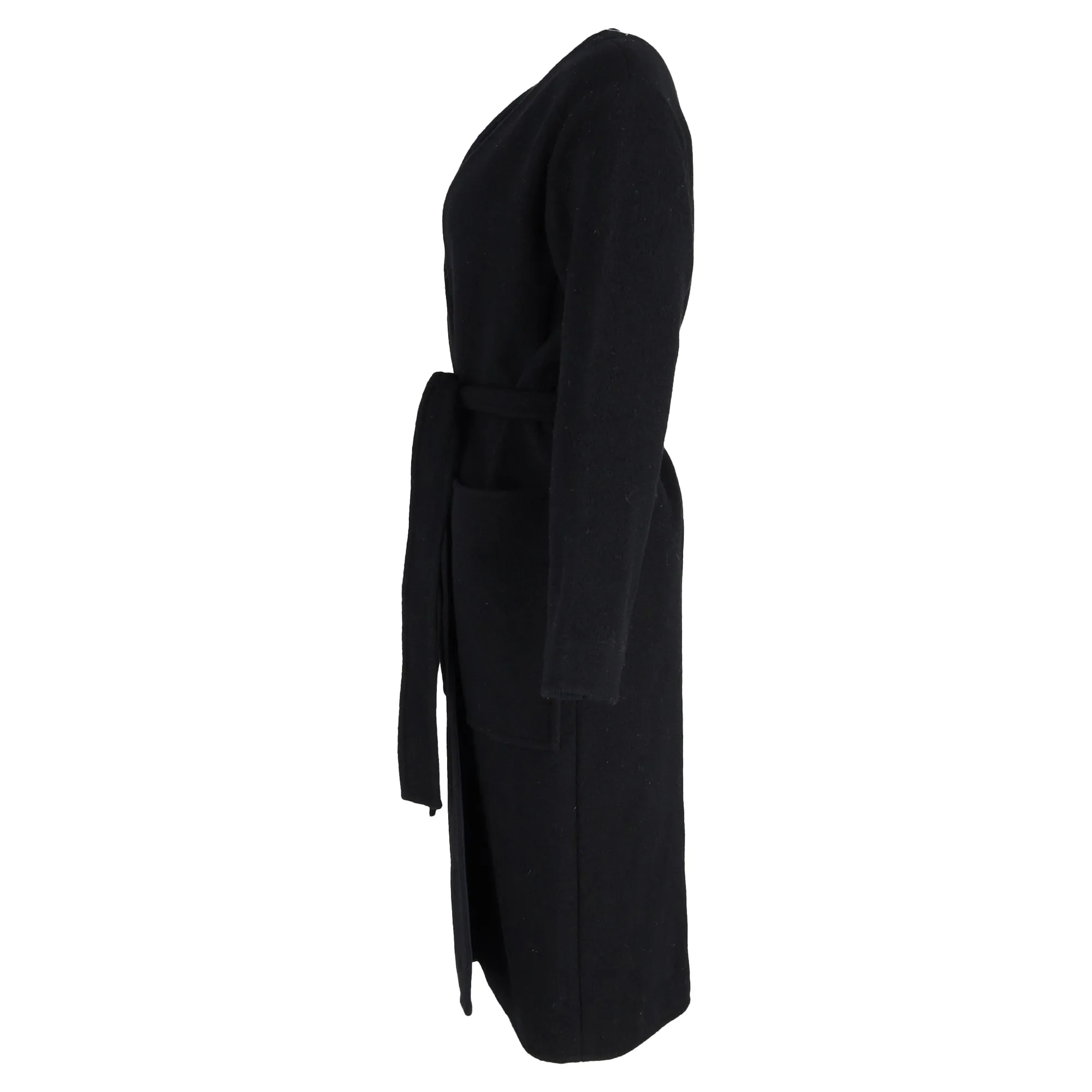 Celine Belted Coat in Black Cashmere