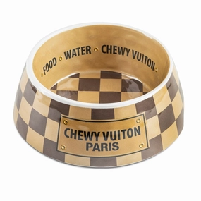 Checker Chewy Vuiton Bowl dog bowl,slow feeder,pet food dish