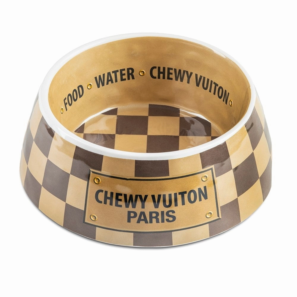 Checker Chewy Vuiton Bowl dog bowl,slow feeder,pet food dish
