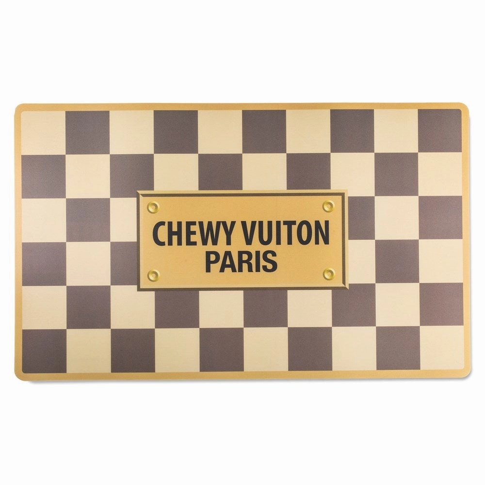 Checker Chewy Vuiton Placemat dog bowl,slow feeder,pet food dish