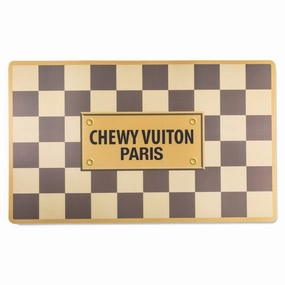 Checker Chewy Vuiton Placemat dog bowl,slow feeder,pet food dish