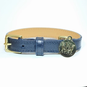 Chelsea Dog Collar - Navy dog collar,leather dog collar,adjustable dog collar