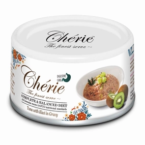 Cherie Complete & Balanced Digestive Care Tuna with Kiwi in Gravy Canned Cat Food 80g cat snacks catnip treats healthy cat food cat reward treats low calorie cat food