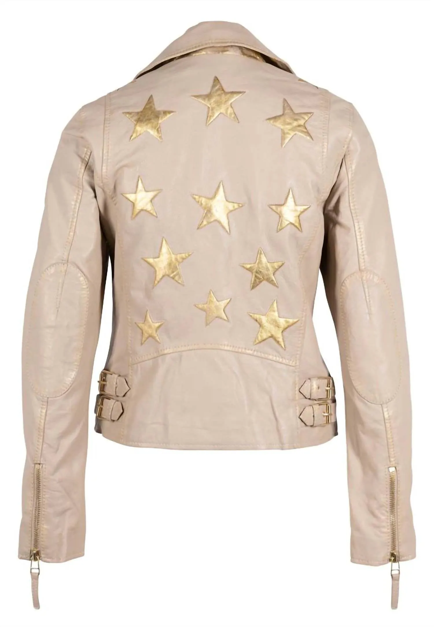Christy Metallic Leather Jacket In Off White/gold