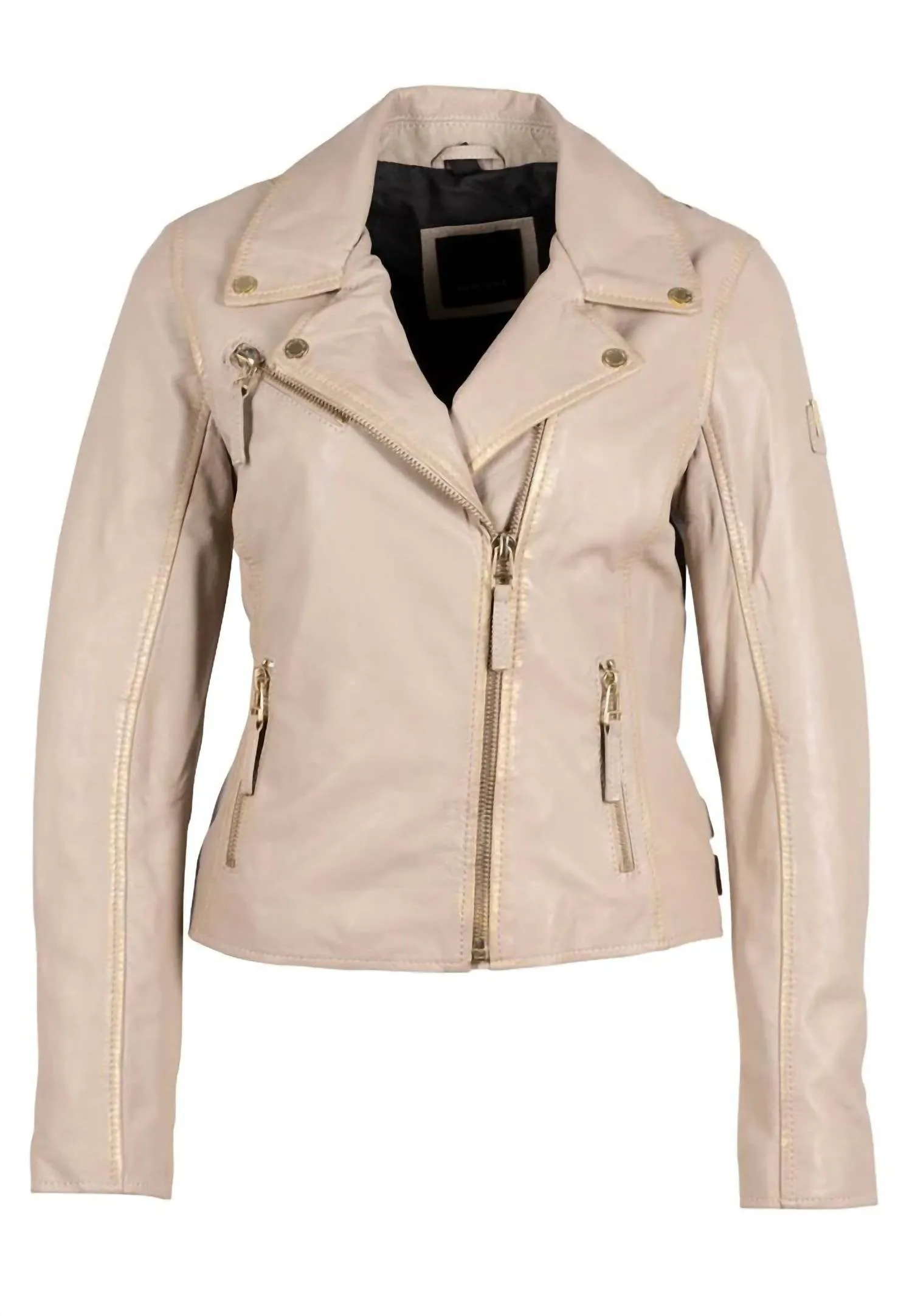 Christy Metallic Leather Jacket In Off White/gold