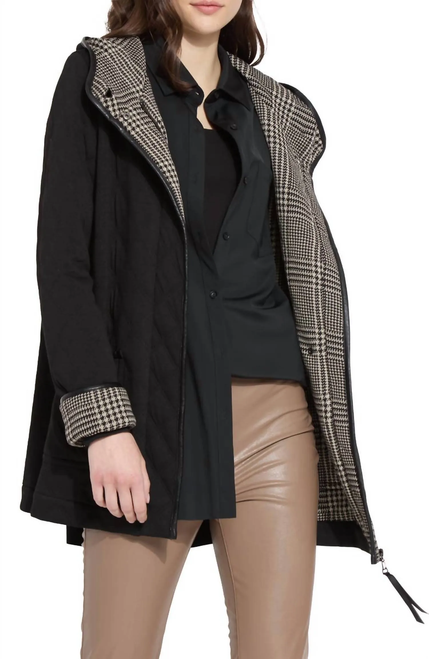 Ciana Quilted Parka Jacket In Black