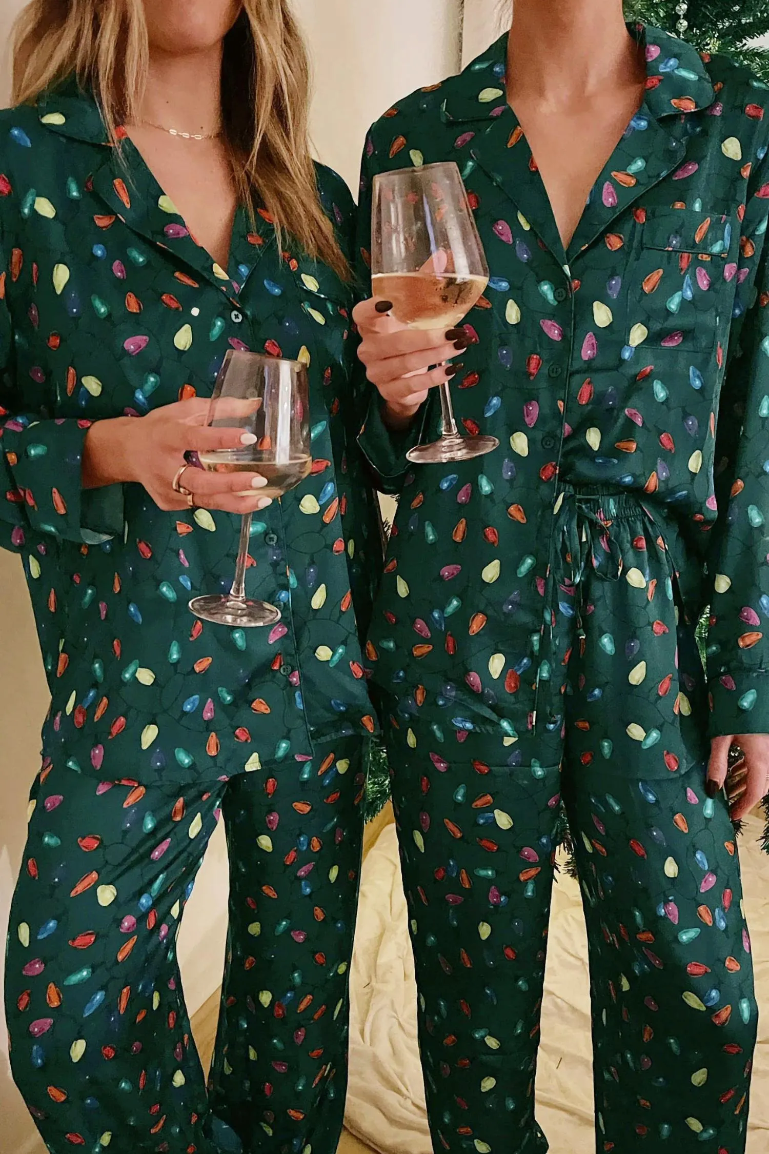 Classic Pj Set In Festive Lights Silky