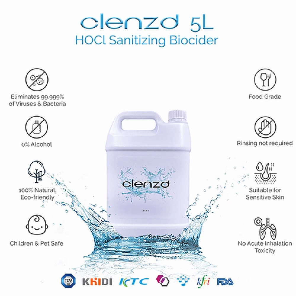 Clenzd HOCL Sanitizing Biocider 5L dog shampoo,pet wipes,dog cleaning spray