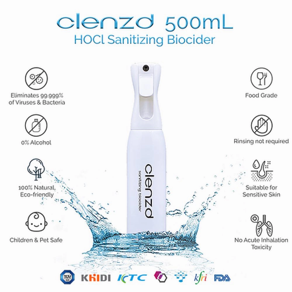 Clenzd HOCL Sanitizing Biocider Spray 500ml dog shampoo,pet wipes,dog cleaning spray