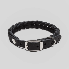 Cloud7: Central Park Black Leather Dog Collar dog collar,leather dog collar,adjustable dog collar