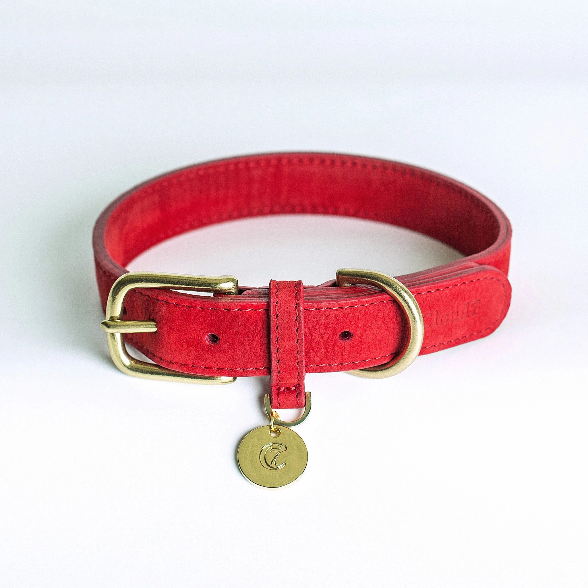 Cloud7: Tiergarten Nubuck Dog Collar in Cherry Red dog collar,leather dog collar,adjustable dog collar
