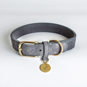 Cloud7: Tiergarten Nubuck Dog Collar in Taupe dog collar,leather dog collar,adjustable dog collar