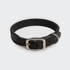Cloud7: Tivoli Dog Collar in Canvas Leather, Black dog collar,leather dog collar,adjustable dog collar