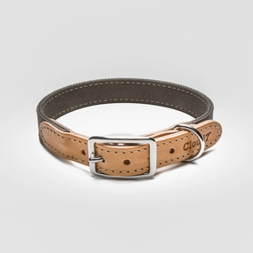 Cloud7: Tivoli Dog Collar in Canvas Leather, Greige dog collar,leather dog collar,adjustable dog collar