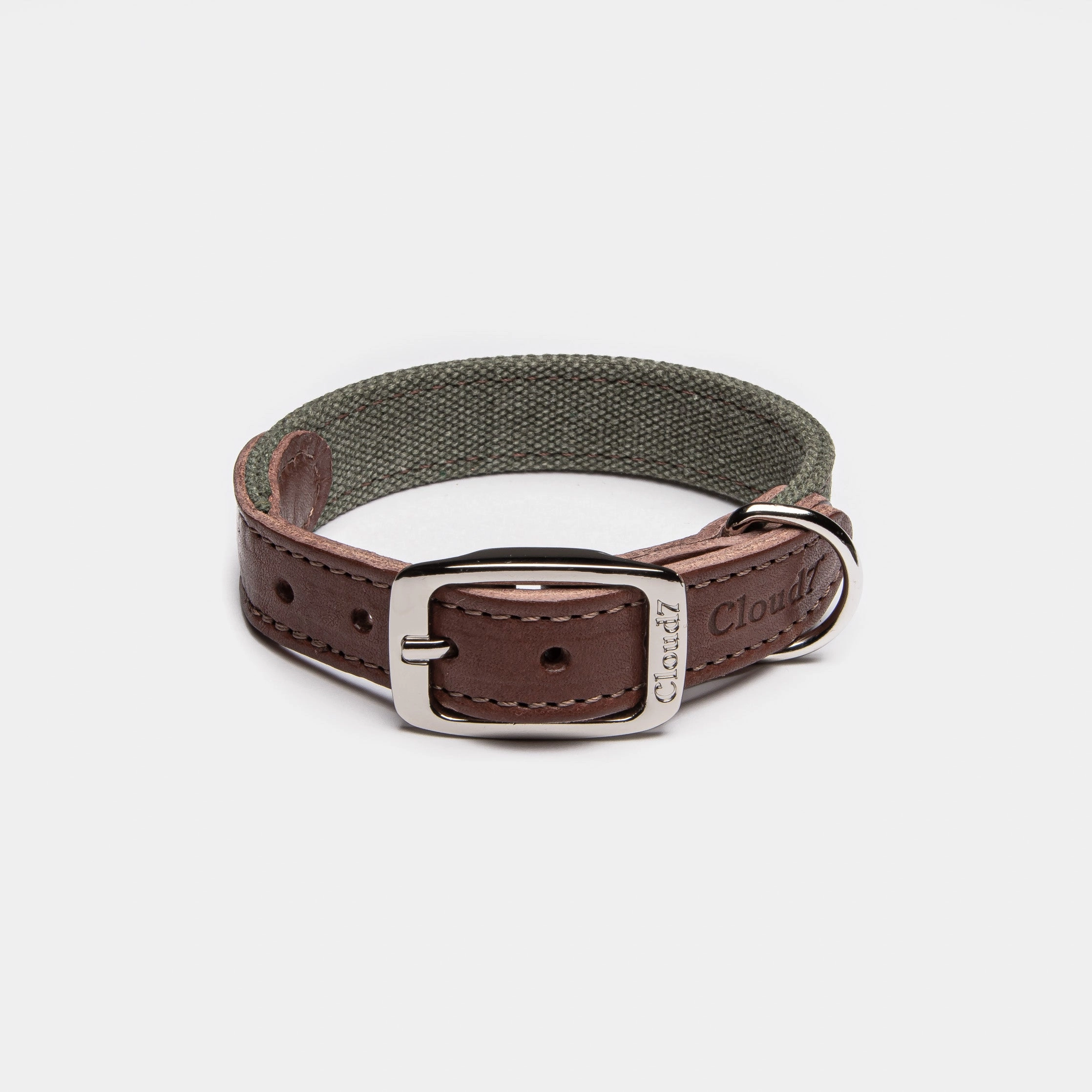 Cloud7: Tivoli Dog Collar in Canvas Leather, Olive