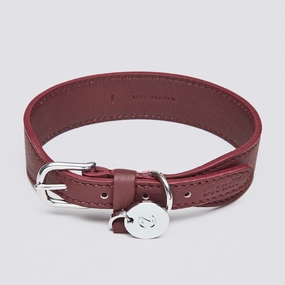 Cloud7: Vondelpark Burgundy Dog Collar dog collar,leather dog collar,adjustable dog collar