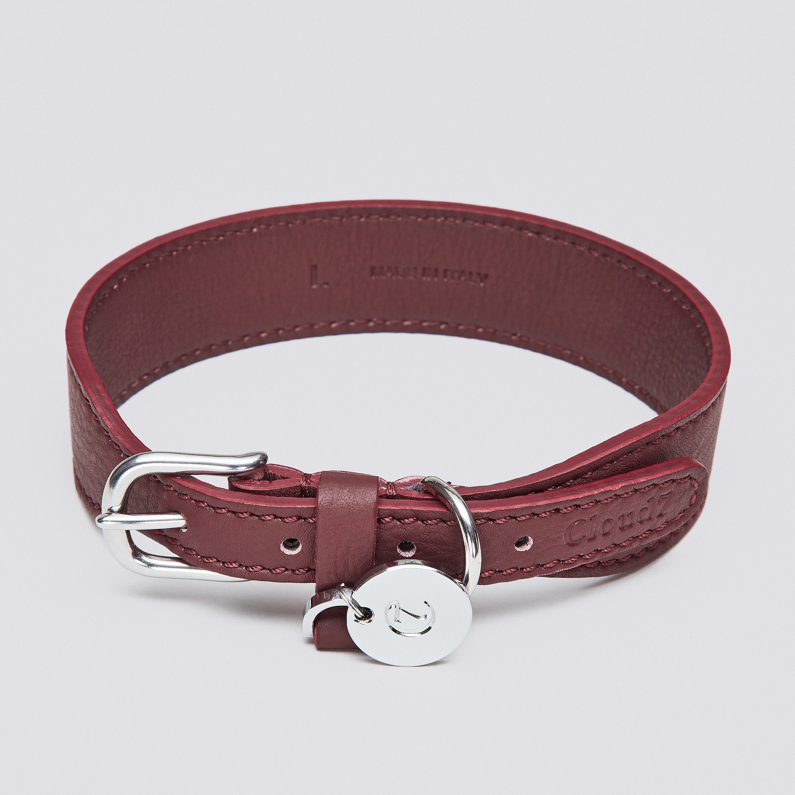 Cloud7: Vondelpark Burgundy Dog Collar dog collar,leather dog collar,adjustable dog collar