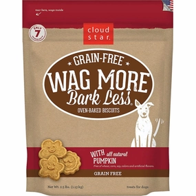 Cloud Star Wag More Bark Less Grain-Free Oven-Baked Biscuits Pumpkin 2.5lb Bag dog biscuit treats,crunchy dog snacks,dog cookies