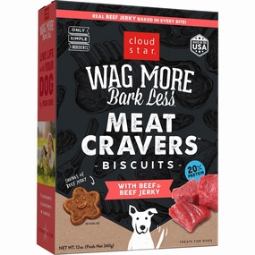 Cloud Star Wag More Bark Less Meat Cravers Biscuits for Dogs Crunchy Beef 12oz Box dog biscuit treats,crunchy dog snacks,dog cookies