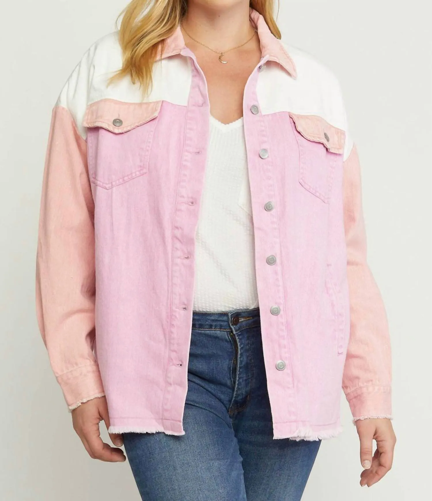 Colorblock Denim Jacket In Multi
