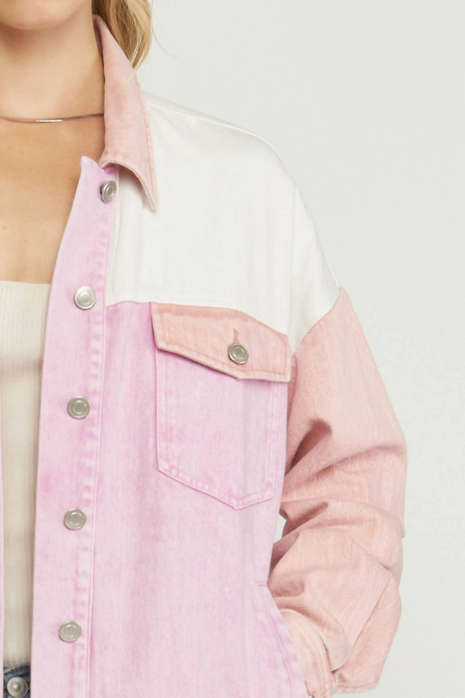 Colorblock Denim Jacket In Multi