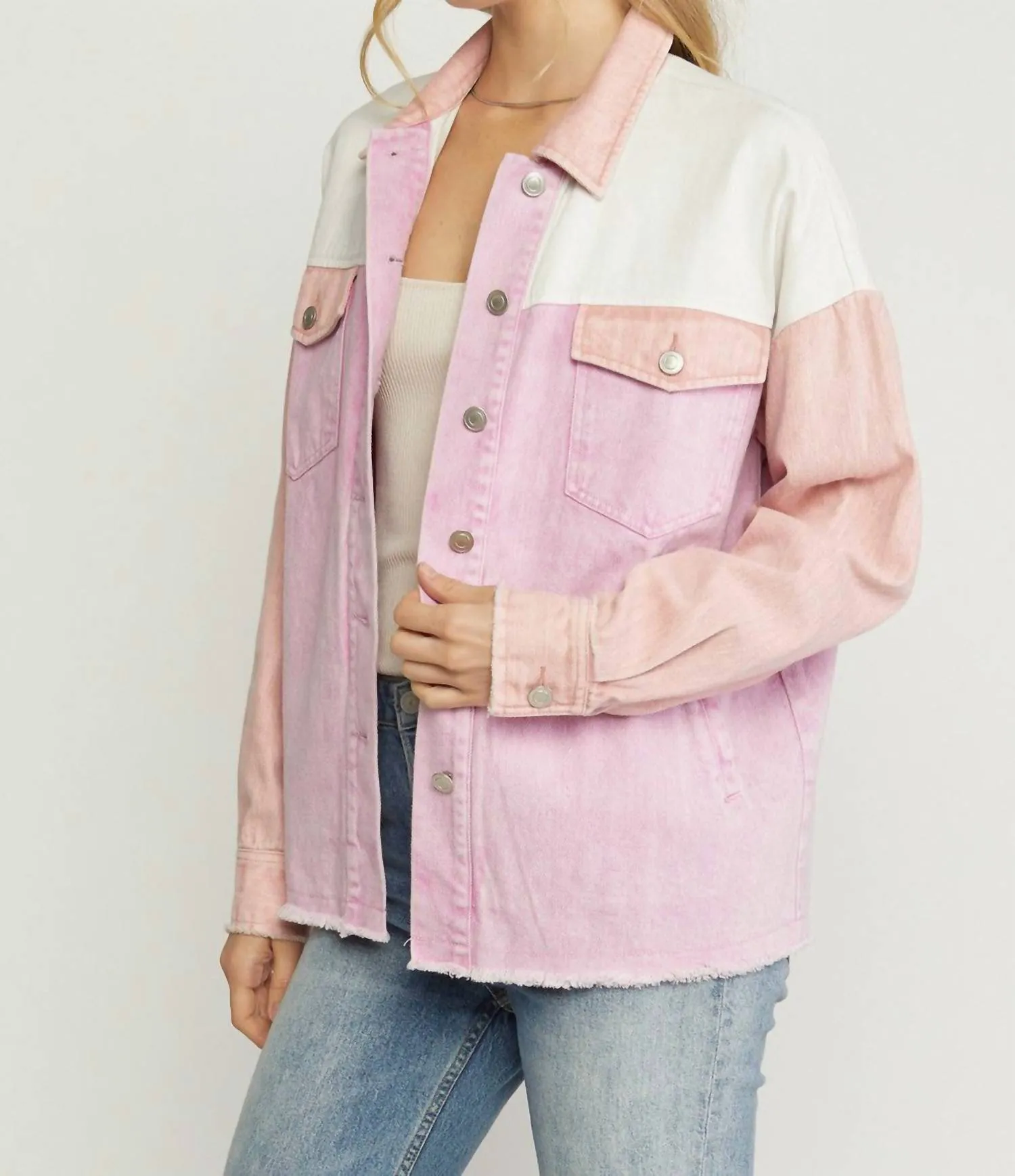 Colorblock Denim Jacket In Multi