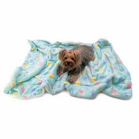 Colorful Hearts Blue Ultra Plush Dog Blanket fleece dog blanket,soft dog throw,cozy pet blanket