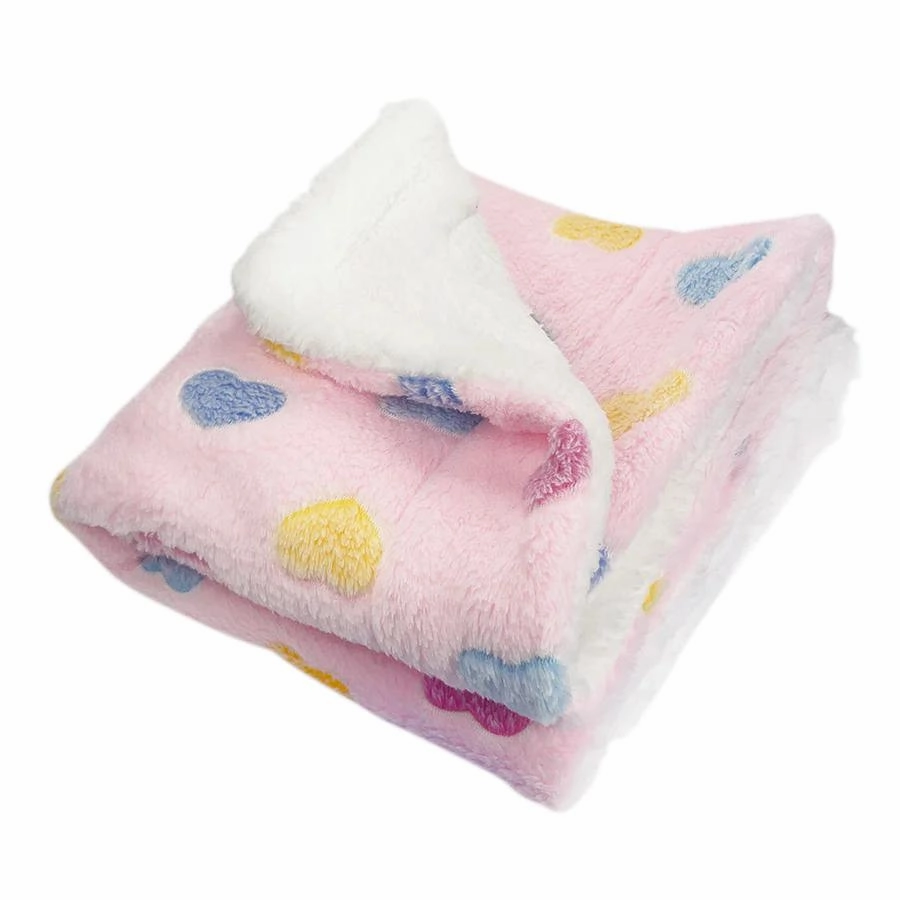 Colorful Hearts Pink Ultra Plush Dog Blanket fleece dog blanket,soft dog throw,cozy pet blanket