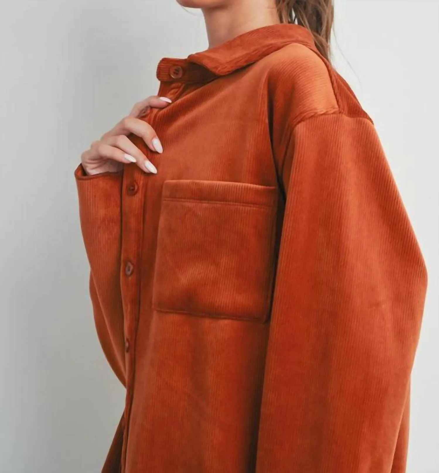 Corduroy And Velvet Jacket In Sienna