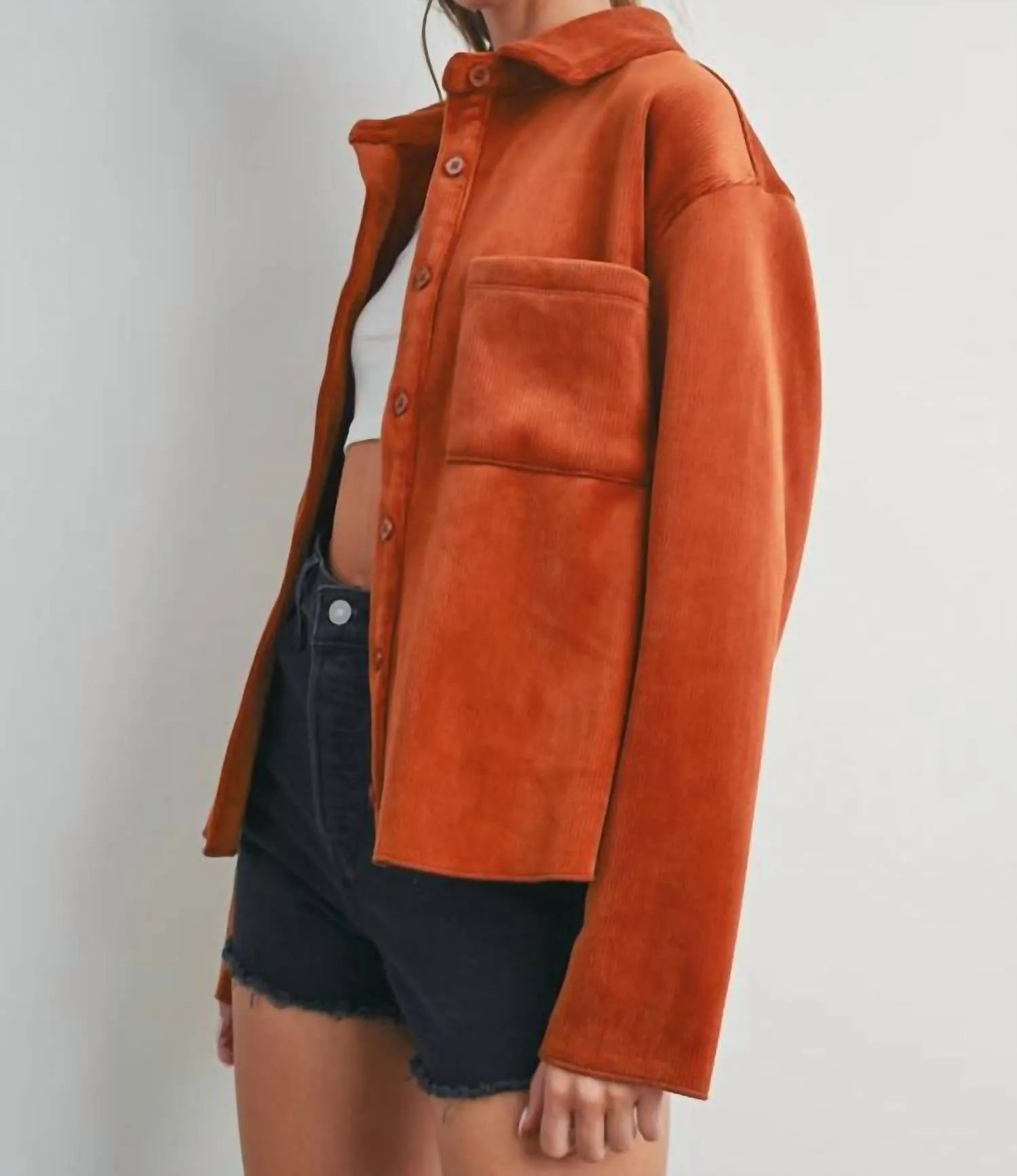 Corduroy And Velvet Jacket In Sienna