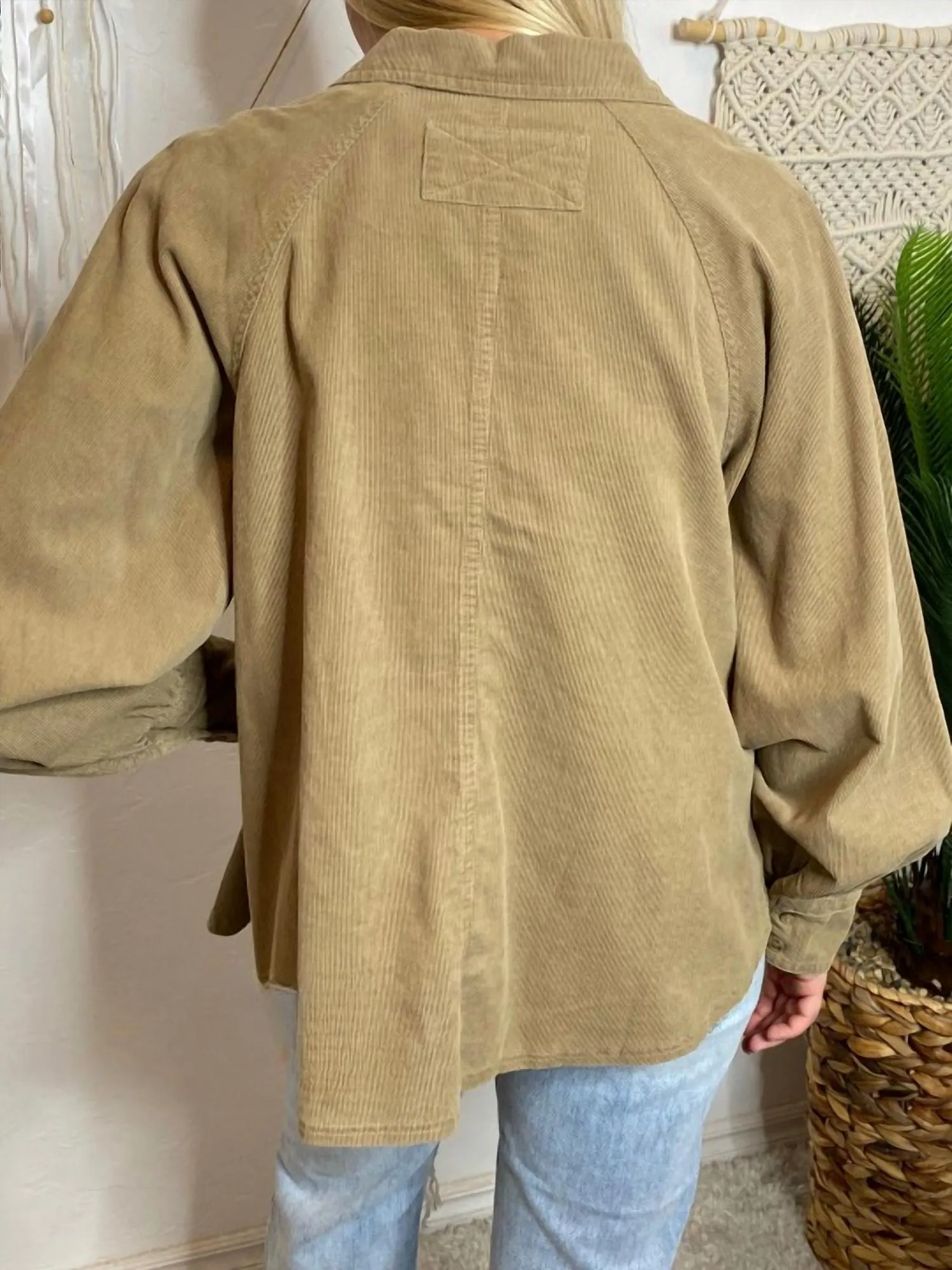 Corduroy Shacket In Taupe
