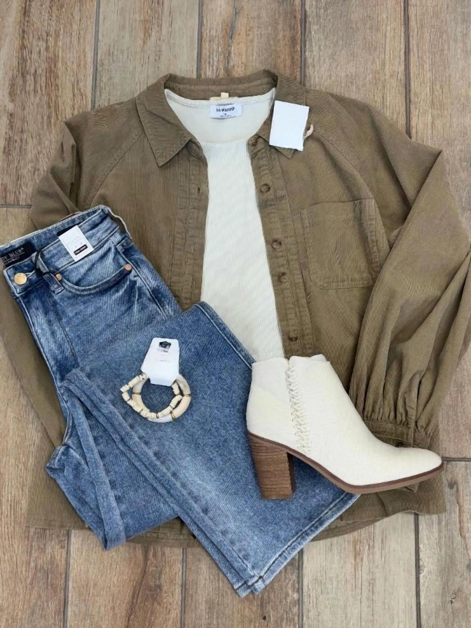 Corduroy Shacket In Taupe