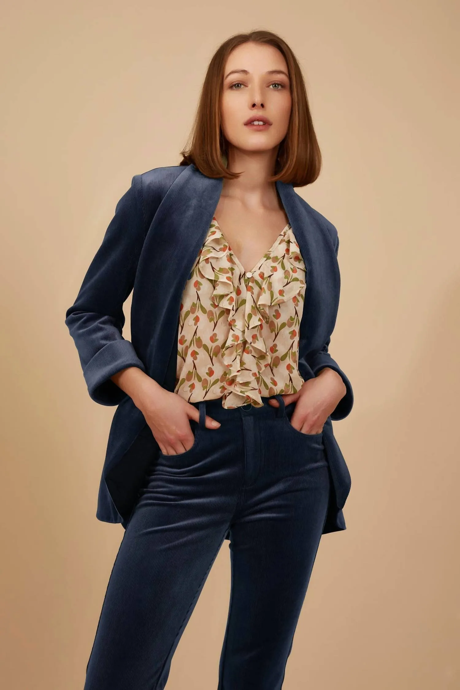 Corrie Bratter Boyfriend Blazer In Navy